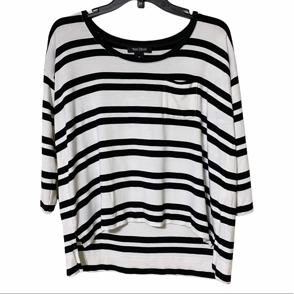 White House Black Market White Black Striped Shirt